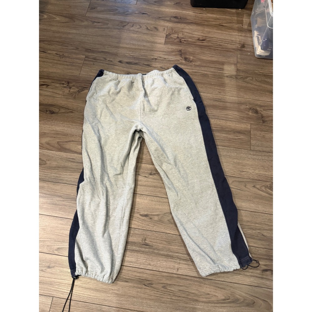 Vintage 90s Timberland Heavyweight Sweatpants XXL Grey Navy Side Stripe Joggers